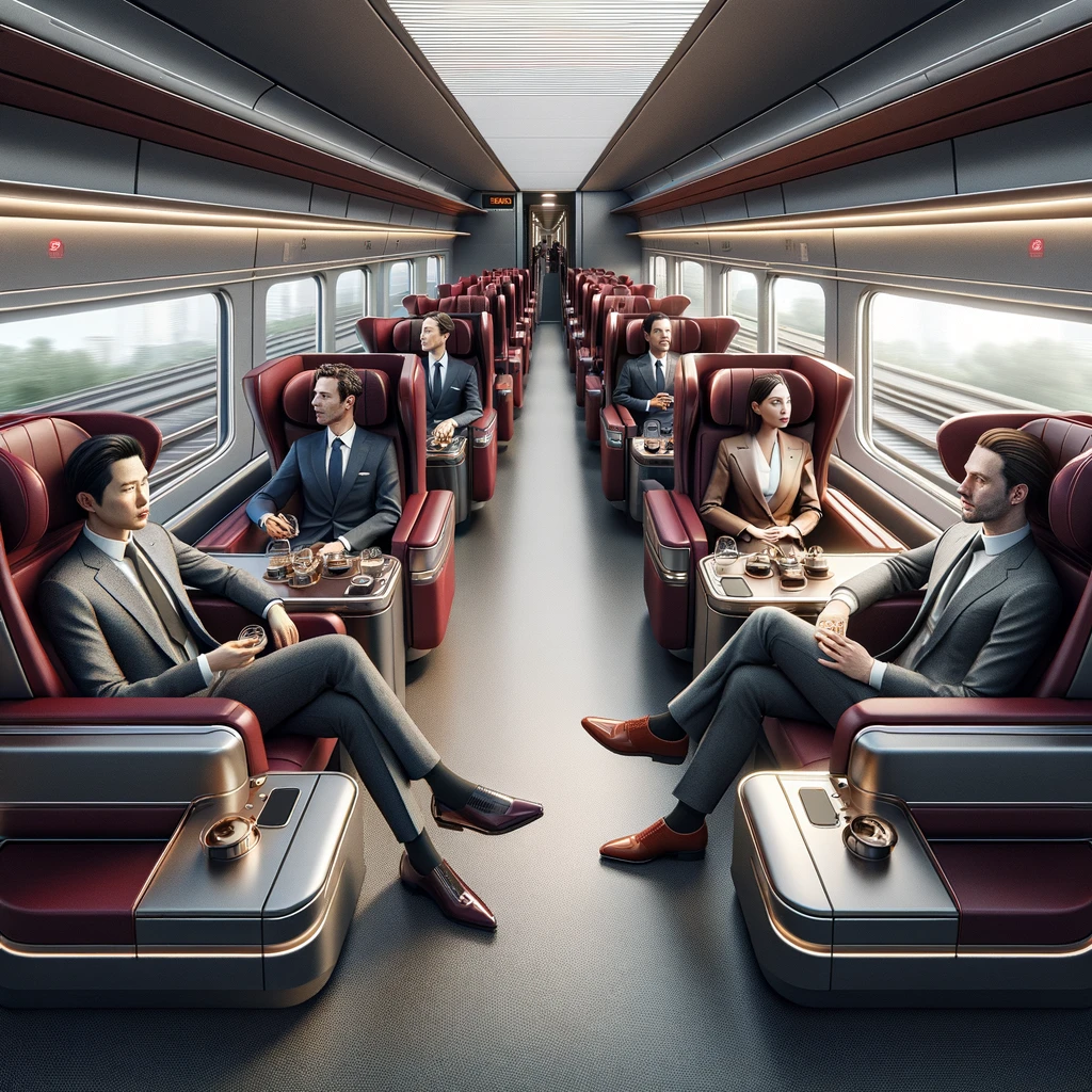 The image above captures the interior of a first-class cabin in a high-speed train in Shanghai. It showcases the luxurious and modern setting, emphasizing comfort and efficiency in transportation, which is part of the improved logistics and transportation landscape in China.