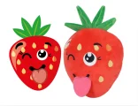 Original drawing of the strawberry character from Urgo-Vistalife to a plush super soft strawberry pillow Progimpex